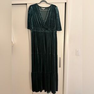Baltic Born Teal Green Velvet maxi dress with 3/4 sleeve